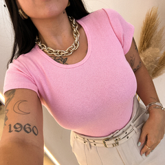 Blusa Michelle Rosa Ribana Algodão