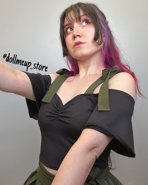 Cropped Manga Sino com Alça Laço Verde - comprar online