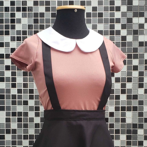 Cropped peter pan rosa chá