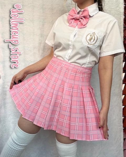 Conjunto Preppy Rosa Xadrez
