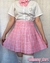 Saia colegial estilo tênis preppy xadrez rosa