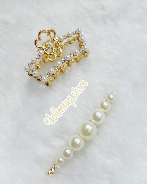 kit Piranha e presilha dourada com pérola - comprar online