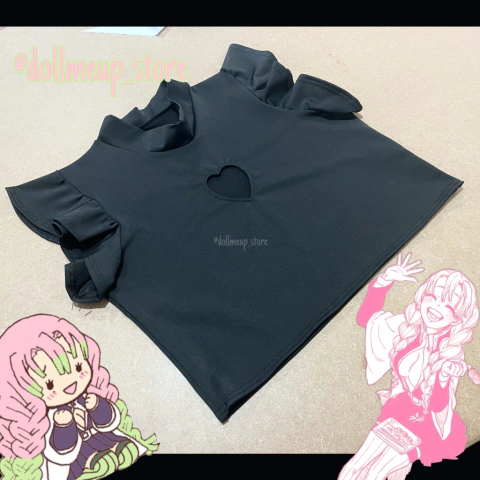 Cropped heart preto Mitsuri Kanroji Kimetsu no Yaiba