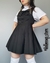 Vestido Salopete de Pregas Preta com Laço PRONTA ENTREGA na internet
