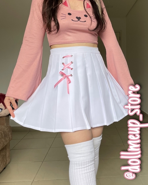 Saia colegial tenista kpop com laço