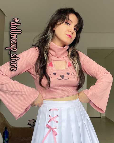 Cropped Gatinho Cut Out Rosê