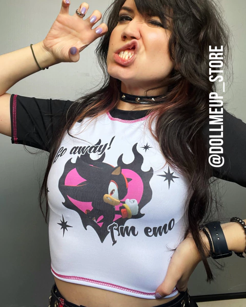 Cropped "Shadow, Go away I'm Emo" Raglan Emo