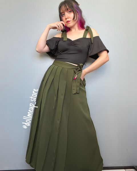 Calça Saia com laço Verde Militar - comprar online