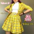 COMBO Saia colegial tênis + Blazer xadrez amarelo Clueless + Cropped branco manga curta na internet