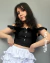 Cropped Preto com Babados e pérolas - comprar online