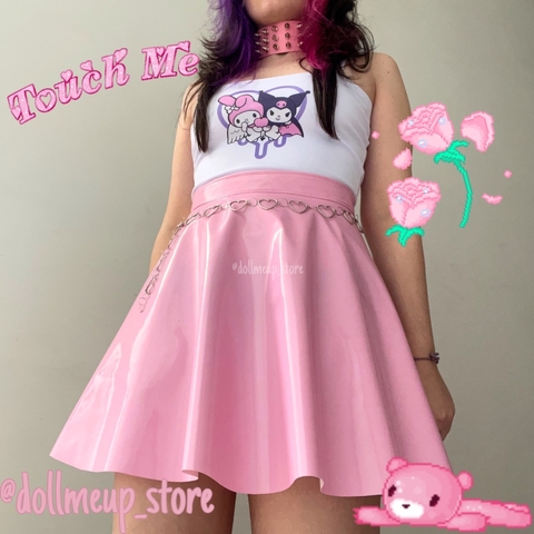 PRONTA ENTREGA Saia vinil rosa pastel bebe com defeito