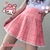 Saia colegial estilo tênis xadrez rosa kpop com renda