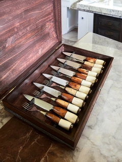 Set x12 piezas (6 juegos) Madera - Hueso - madera