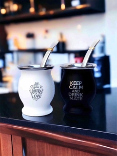 Mate Acero Metalico C/Bombilla y grabado - comprar online