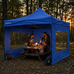Gazebo plegable de acero 3 x 3 m Azul Oxford 1080D con paredes Kushiro - comprar online