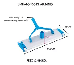 Limpiafondo de Aluminio Kushiro 44.5 × 13 para grandes piscinas - tienda online