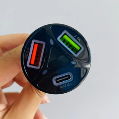 Cargador 12v automovil rapido 55W 2 puertos usb + 1 tipo C - AHP Insumos