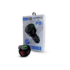 Imagen de Cargador 12v automovil rapido 55W 2 puertos usb + 1 tipo C
