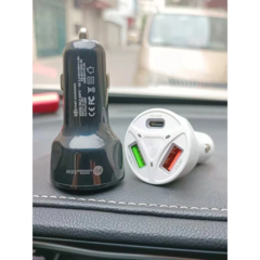 Cargador 12v automovil rapido 55W 2 puertos usb + 1 tipo C - tienda online