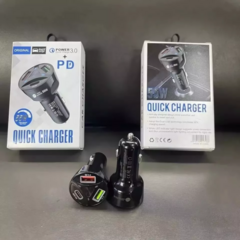 Cargador 12v automovil rapido 55W 2 puertos usb + 1 tipo C
