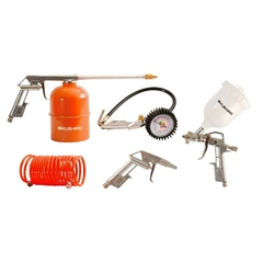 Kit 5 piezas p/ compresor Kushiro pistola de lavado, inflado, soplado, pintura y manguera