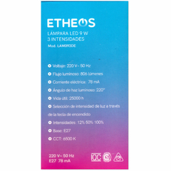 Lampara Led 9w 3 intensidades 12% 50% 100% E27 Etheos LAM093DE - AHP Insumos