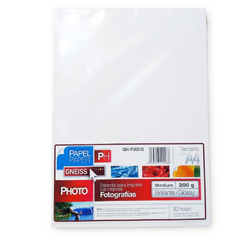 Papel Foto Glossy A4 200gr Gneiss GN-P200G x20 hojas