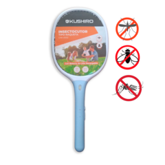 Insectocutor Recargable Tipo Raqueta CINI-0002 Celeste con LED Recargable