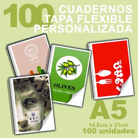 CUADERNO FLEXIBLE A5 - PERSONALIZADO - PACK 100 unid