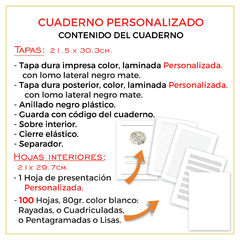 Cuaderno A4 DOBLE TAPA - PERSONALIZADO - 100 hojas - G+U Papelería con Diseño