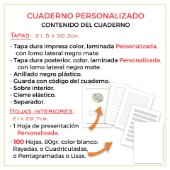 Cuaderno A4 DOBLE TAPA - PERSONALIZADO - 100 hojas - G+U Papelería con Diseño