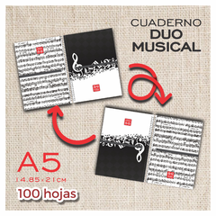 CUADERNO - A5 DUO - MUSICA - 100 HOJAS