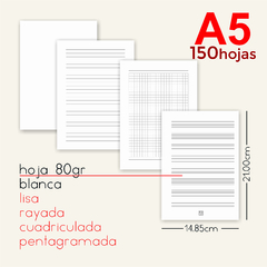 CUADERNO A5 - PERSONALIZADO - 150 HOJAS - tienda online