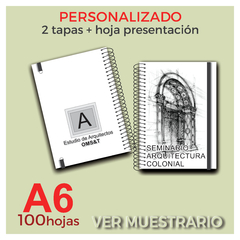 LIBRETA A6 - DOBLE TAPA - PERSONALIZADA - 100 HOJAS