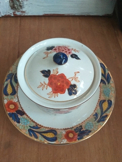 Antigua dulcera inglesa con tapa estilo Imari - comprar online