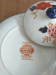 Antigua dulcera inglesa con tapa estilo Imari - tienda online