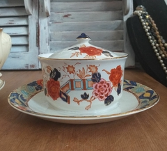 Antigua dulcera inglesa con tapa estilo Imari