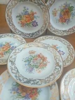 7 platos de postre porcelana Santa Clara en internet