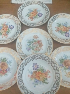 7 platos de postre porcelana Santa Clara - Vajilla Boutique