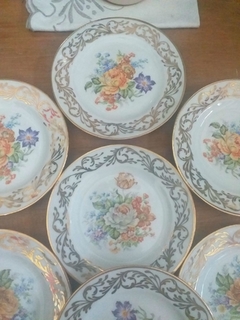 7 platos de postre porcelana Santa Clara