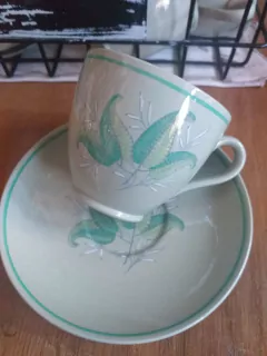 8 pocillos de café Spode Flemish Green England - Vajilla Boutique
