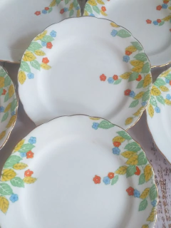 6 Platos de postre porcelana inglesa New chelsea - comprar online