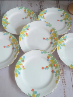 6 Platos de postre porcelana inglesa New chelsea