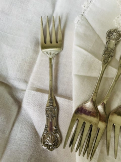 5 tenedores de postre metal plateado - comprar online