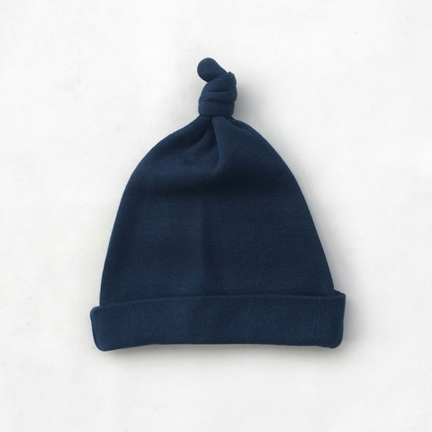 Gorro con nudito algodón pima | Azul