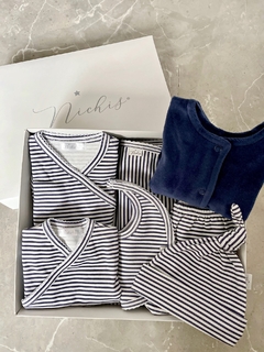 BABY BOX ALGODÓN PIMA | RAYITAS AZUL - comprar online