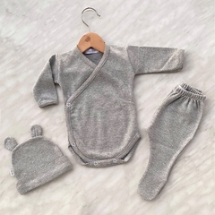 Ajuar Hello baby algodón pima | Gris melange