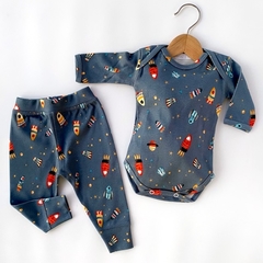 Conjunto body y pantalón algodón pima | Rocket blue - comprar online
