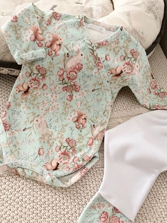 AJUAR HELLO BABY ALGODÓN PIMA | FOREST LIGHT BLUE - comprar online