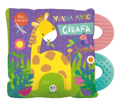 Livro de pano com mordedor - Olá, pequenino! - Minha amiga girafa - comprar online